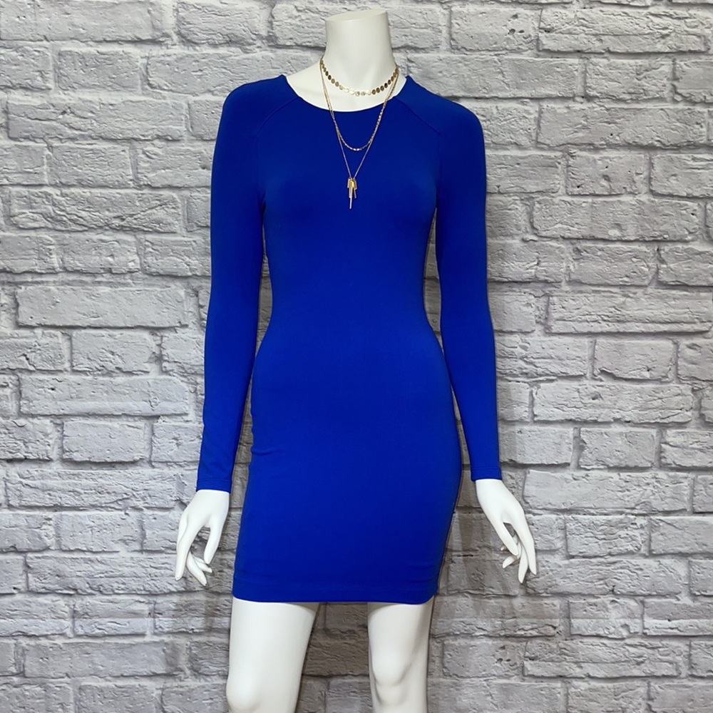 Bebe Scuba Style Long Sleeve Zip Bodycon Dress XS